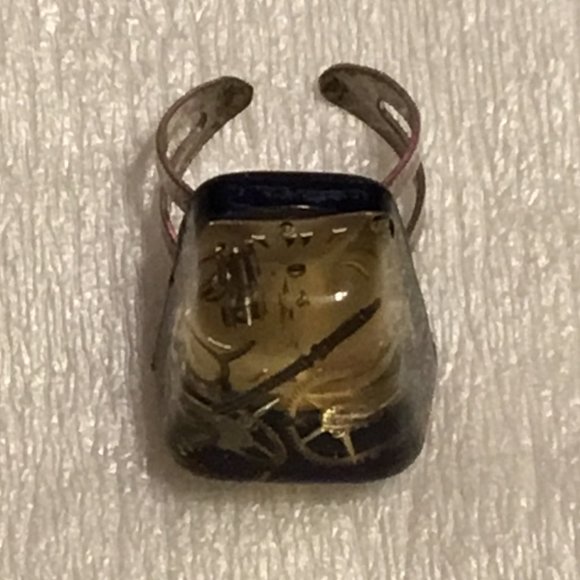 Vintage Lucite clear plastic steampunk fashion watch parts ring - Picture 3 of 16